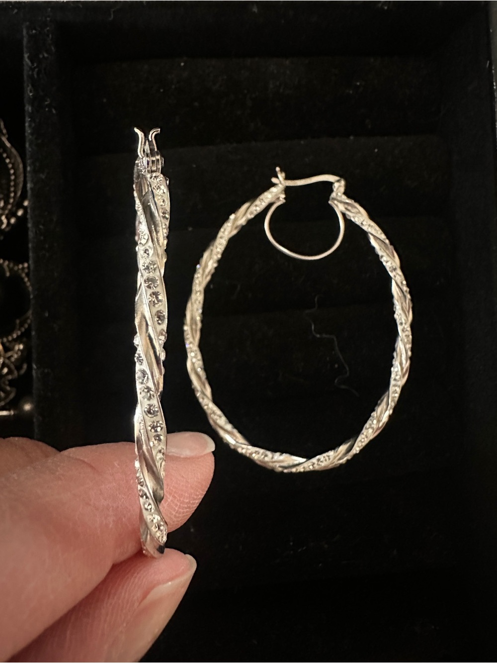 Silver Twisted Hoop Earrings - Women's Jewelry